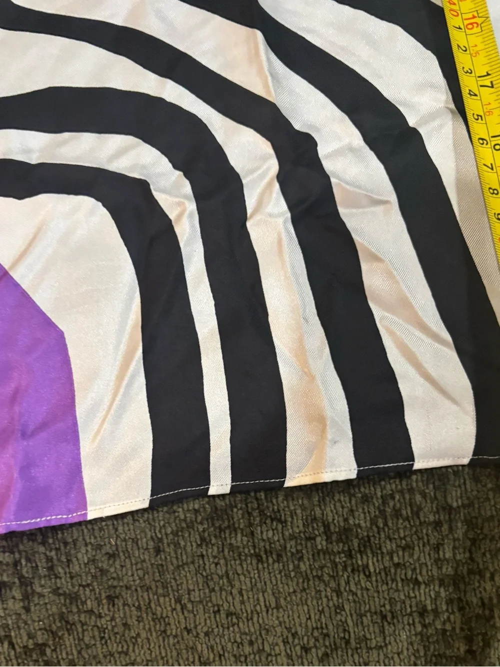MARIMEKKO Unikko 100% Silk Scarf 23” x 23” Black White Purple Zebra Print